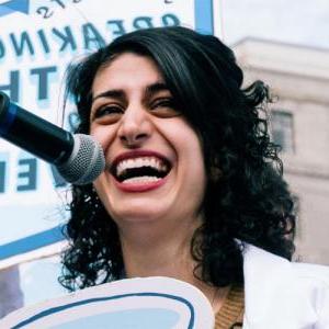 Science advocacy expert Maryham Zaringhalam speaking at a public event